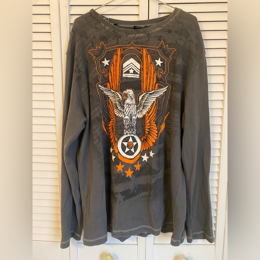 No Boundaries Mens Long Sleeve Thermal Shirt 2XL Eagle Biker Y2K Jessie Pinkman